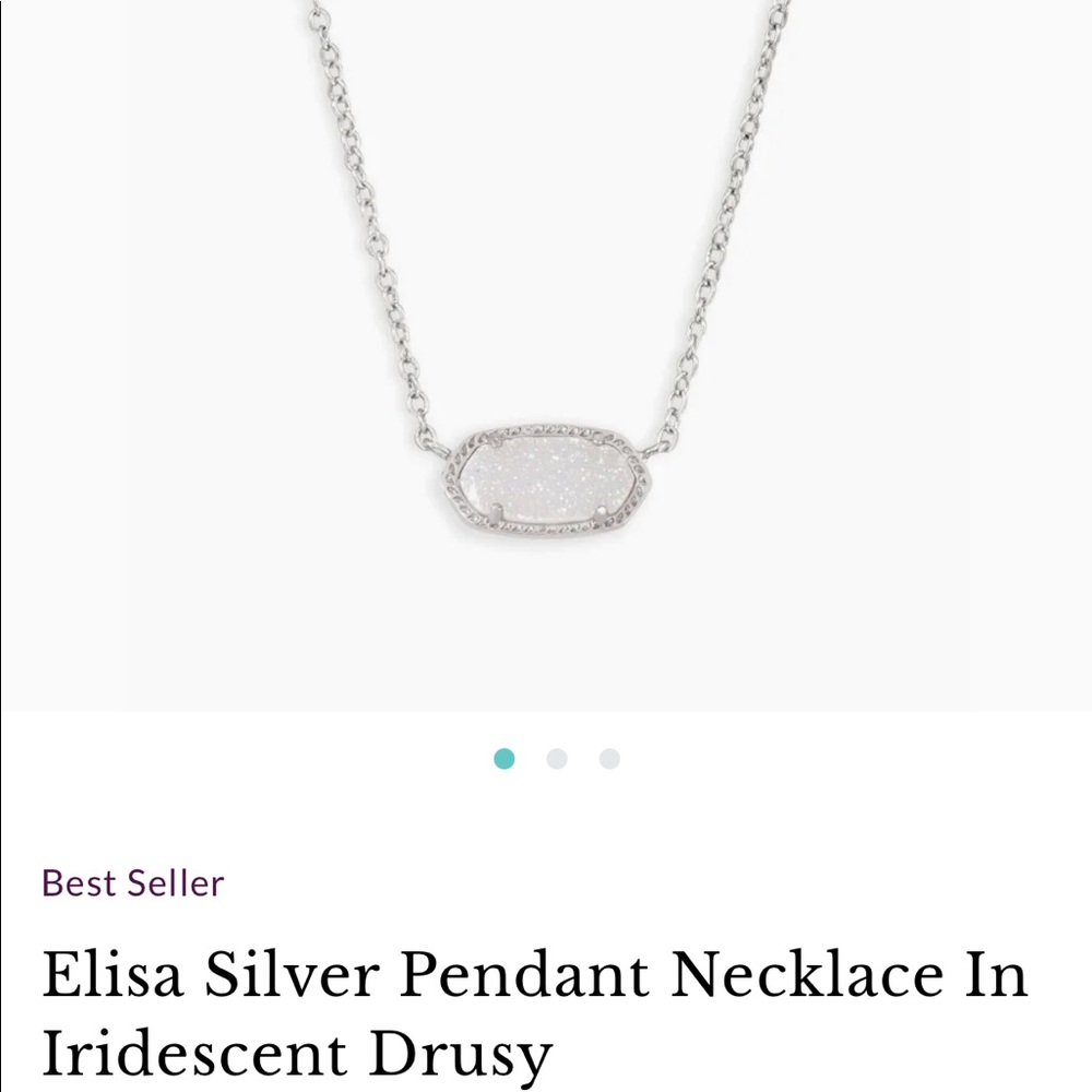 Kendra Scott Elisa Silver Pendant Necklace in Iridescent Drusy